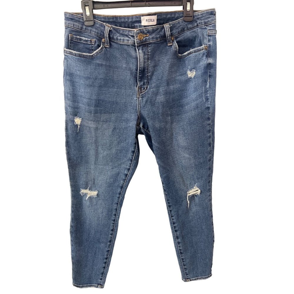 Pistola Arielle Skinny Distressed Blue Denim Jean Size 33 - Picture 2 of 4